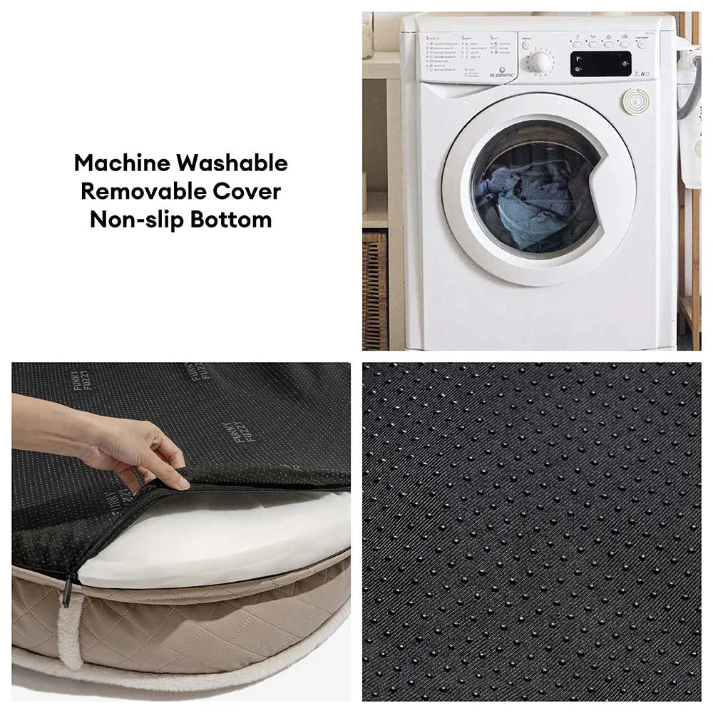 Deluxe Faux Leather & Plush Removable Orthopedic Donut Dog Bed - WarmNest