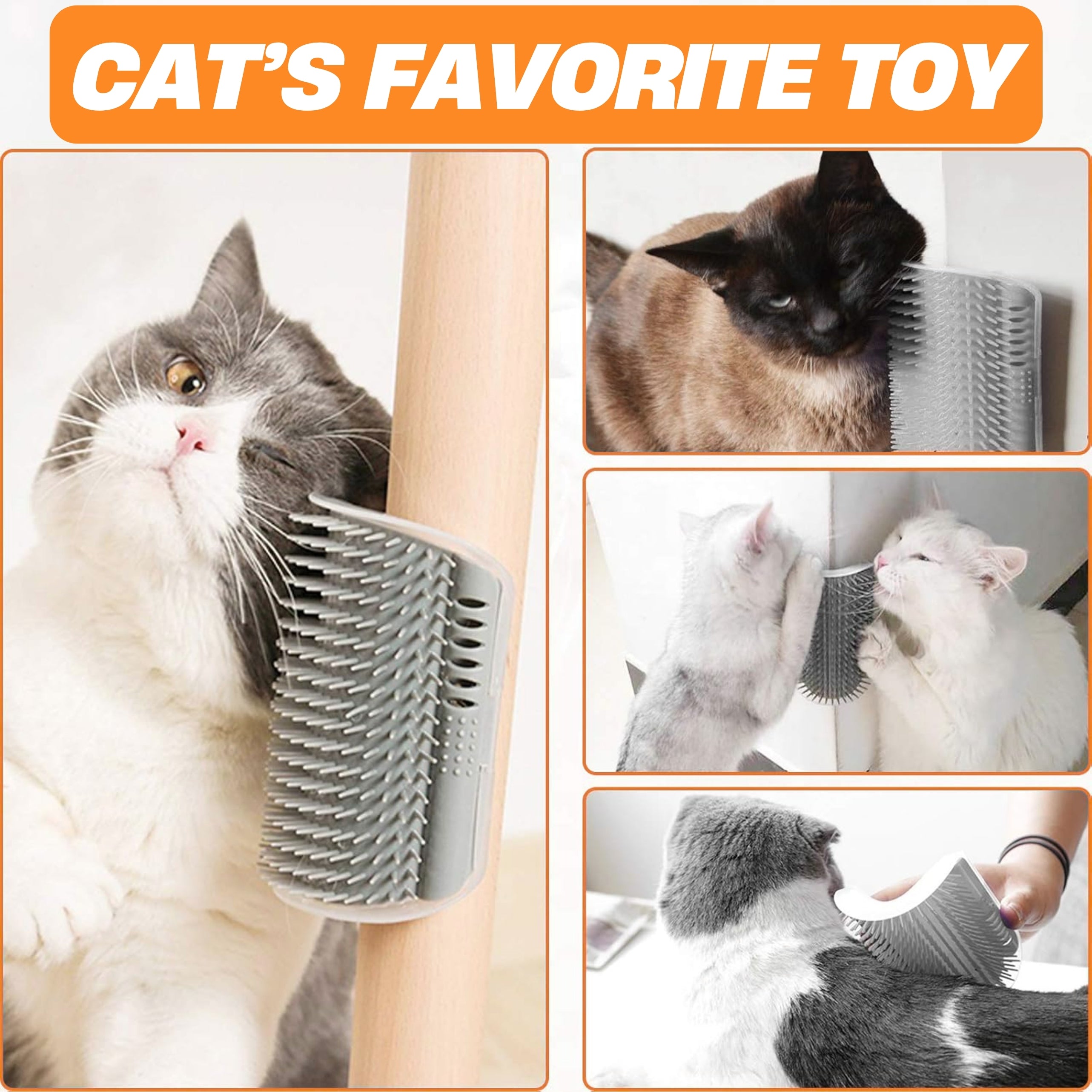 Pet Cavern™ Corner Self Groomer for Cats, Grooms and Massages at Once
