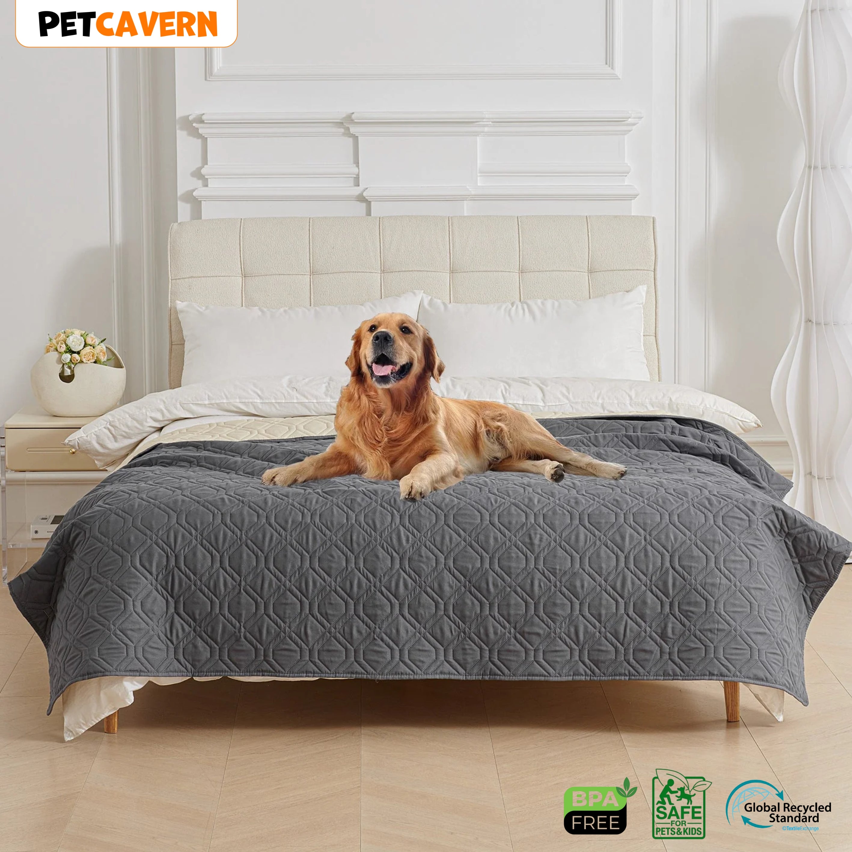Pet Cavern™ Waterproof Dog Bed Cover Pet Blanket with Anti-Slip Back for Furniture Bed Couch Sofa