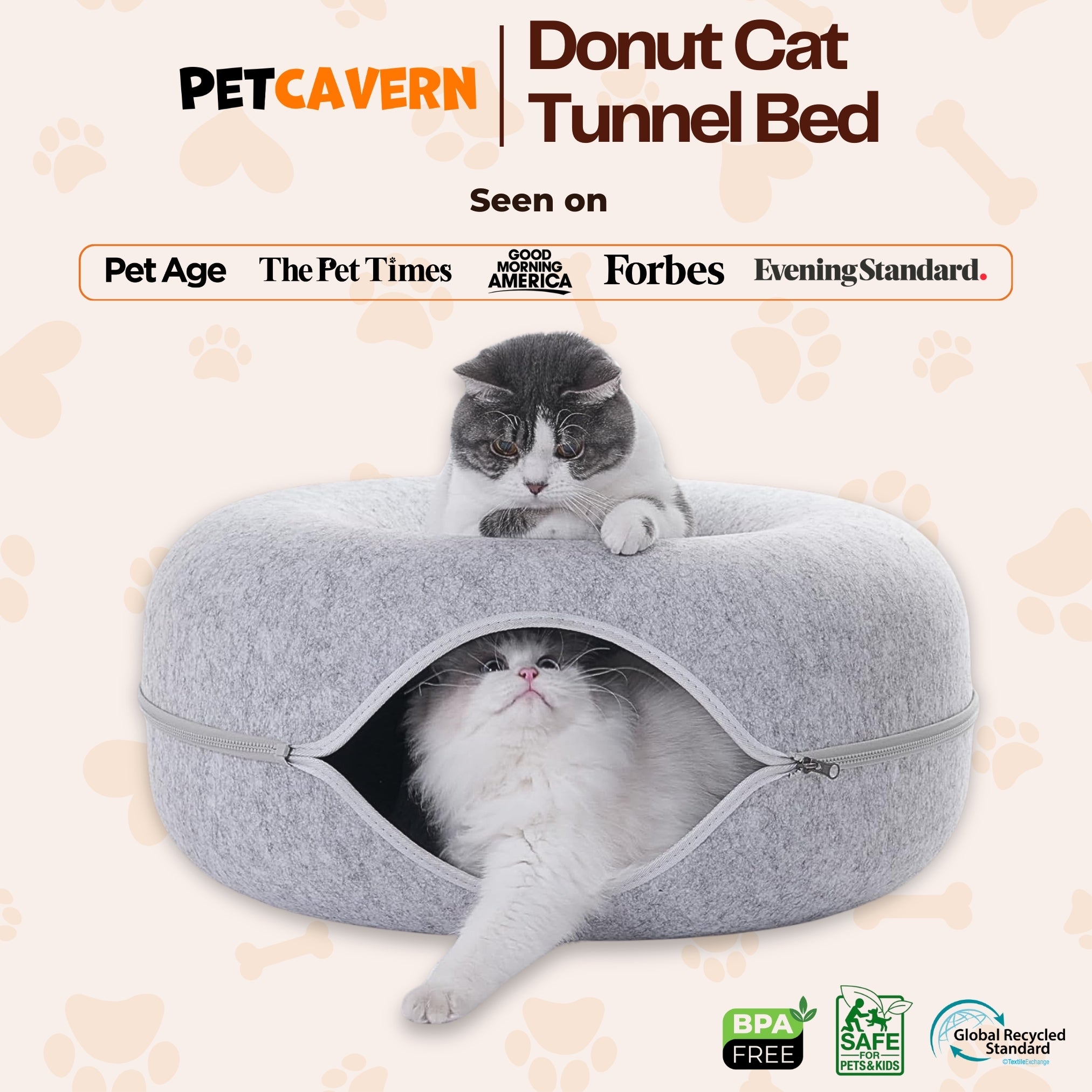 Pet Cavern™ Donut Cat Tunnel Bed