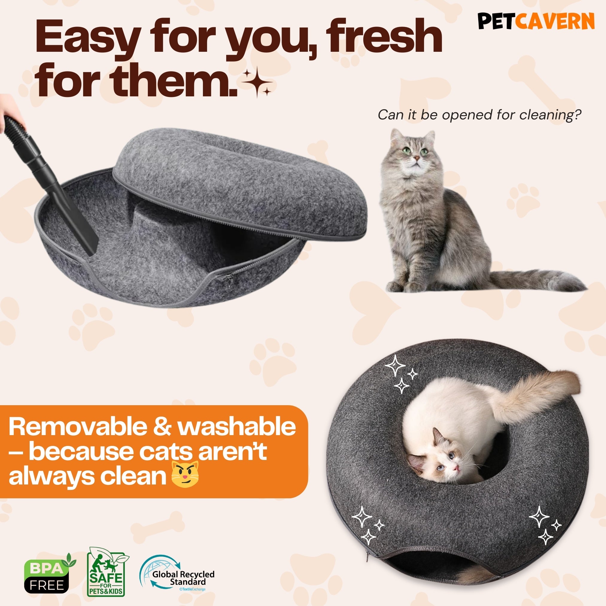Pet Cavern™ Donut Cat Tunnel Bed