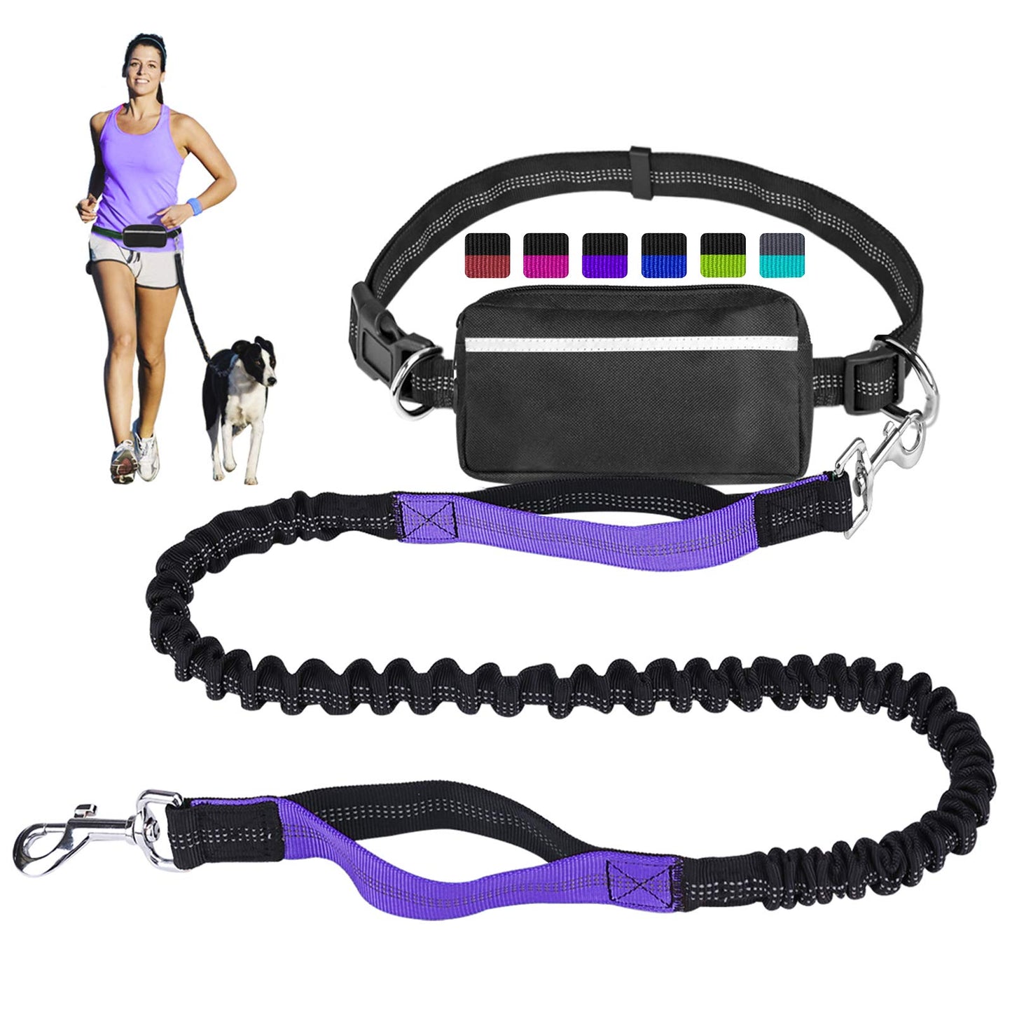 Pet Cavern™ Hands Free Absorbing Reflective Nylon Dog Leash