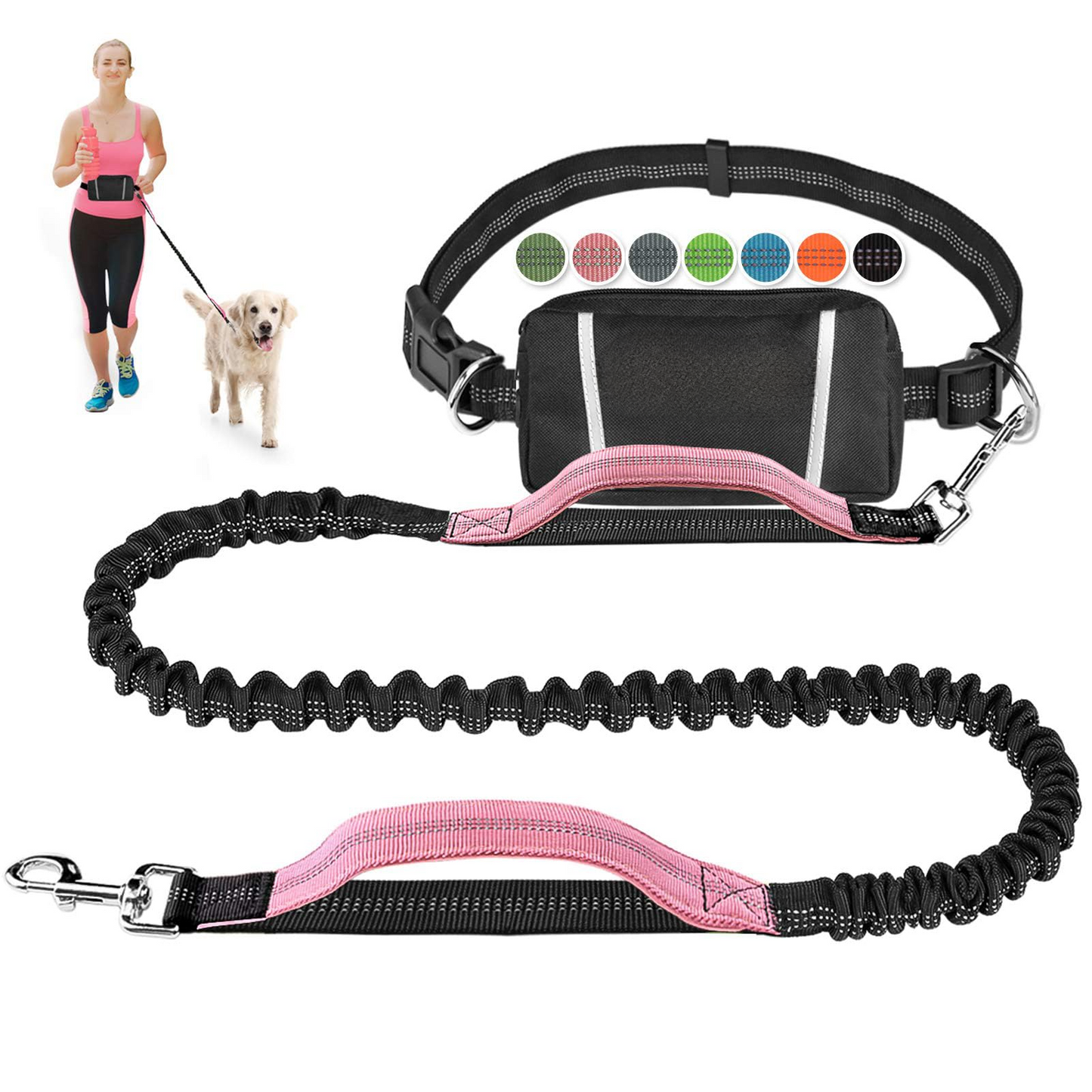 Pet Cavern™ Hands Free Absorbing Reflective Nylon Dog Leash