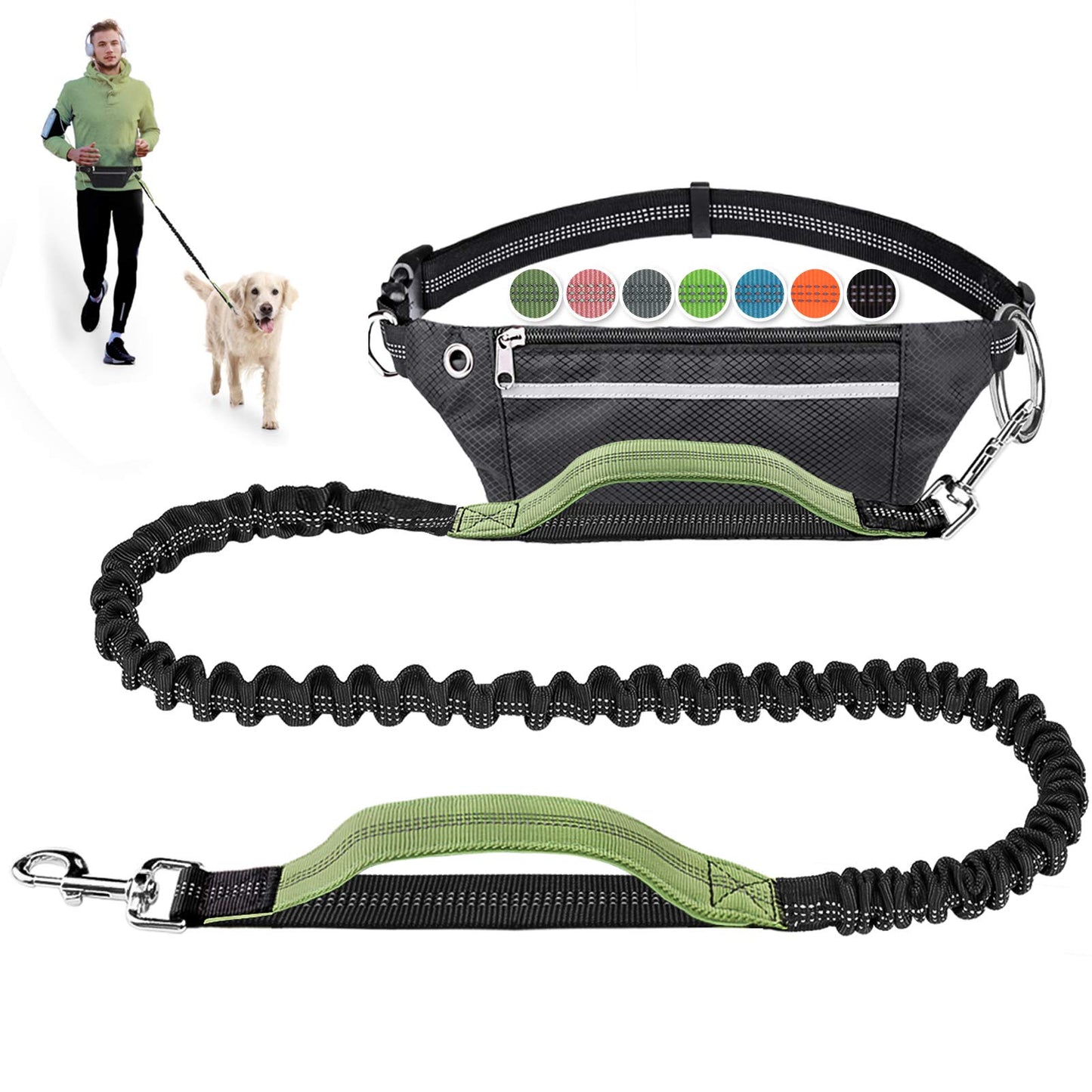 Pet Cavern™ Hands Free Absorbing Reflective Nylon Dog Leash