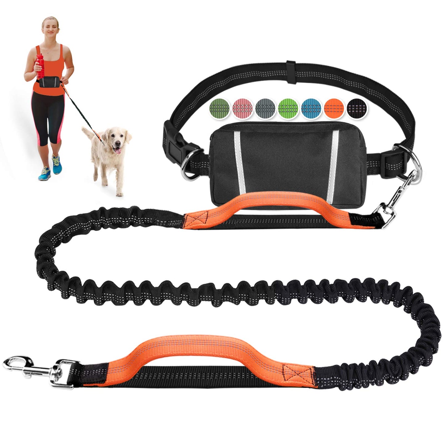 Pet Cavern™ Hands Free Absorbing Reflective Nylon Dog Leash