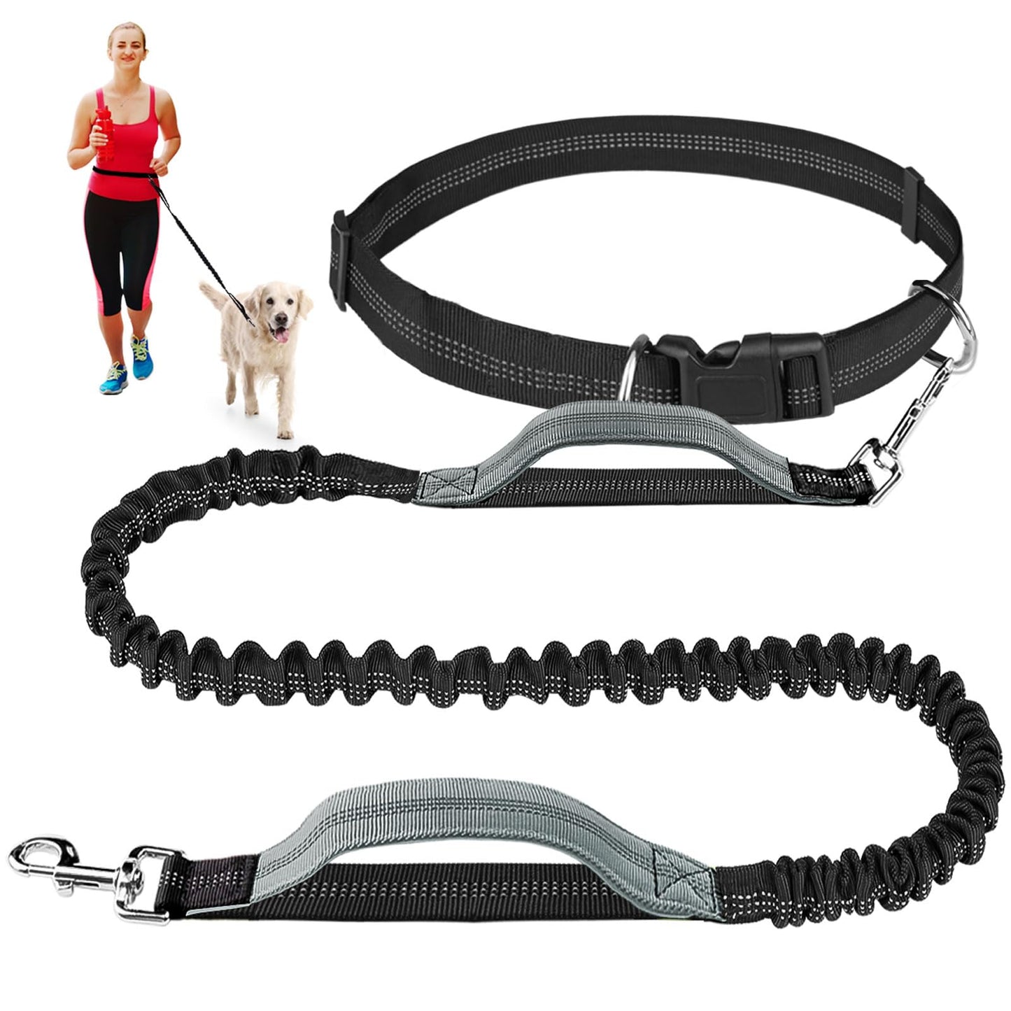 Pet Cavern™ Hands Free Absorbing Reflective Nylon Dog Leash