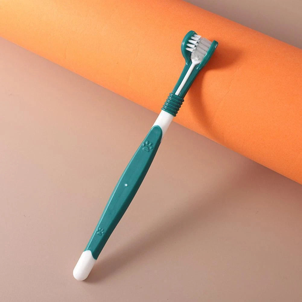 Pet Cavern™ Multi Angle Rubber Plastic Dog Cat Toothbrush Pet Care