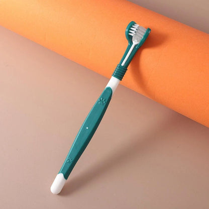 Pet Cavern™ Multi Angle Rubber Plastic Dog Cat Toothbrush Pet Care