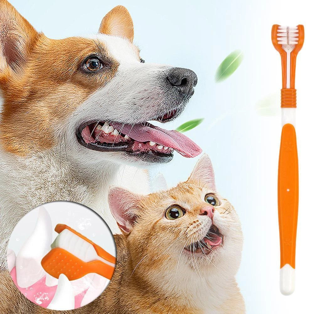 Pet Cavern™ Multi Angle Rubber Plastic Dog Cat Toothbrush Pet Care