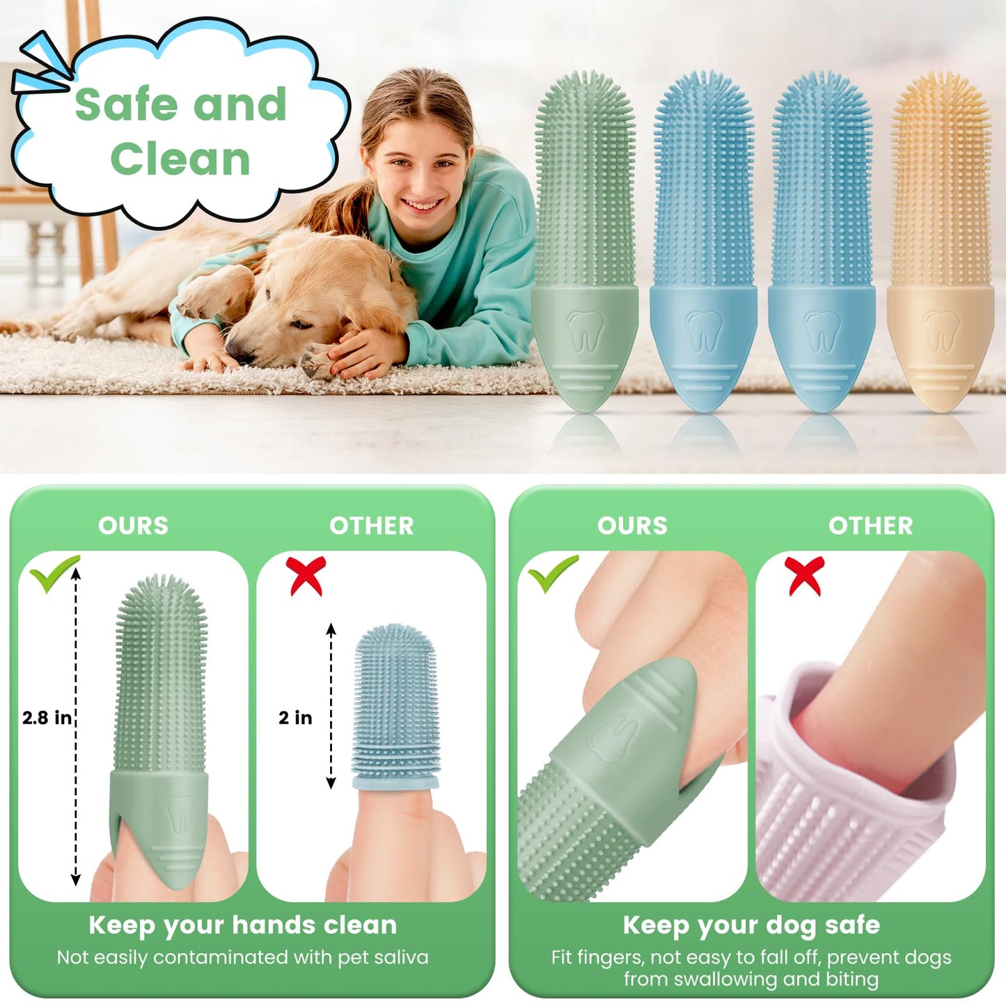 Pet Cavern™ Soft Silicone Dog Cat Finger Toothbrush Pet Care (3pcs)
