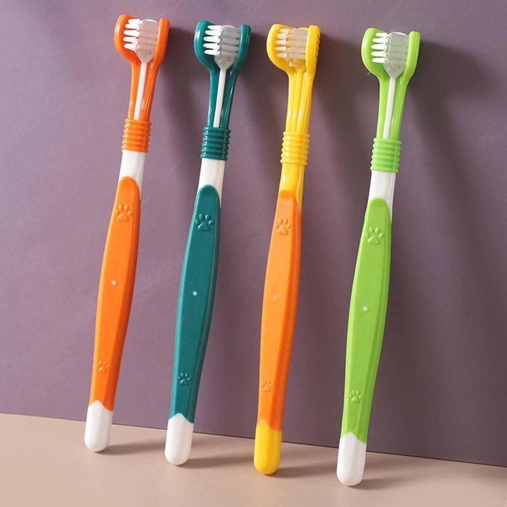 Pet Cavern™ Multi Angle Rubber Plastic Dog Cat Toothbrush Pet Care