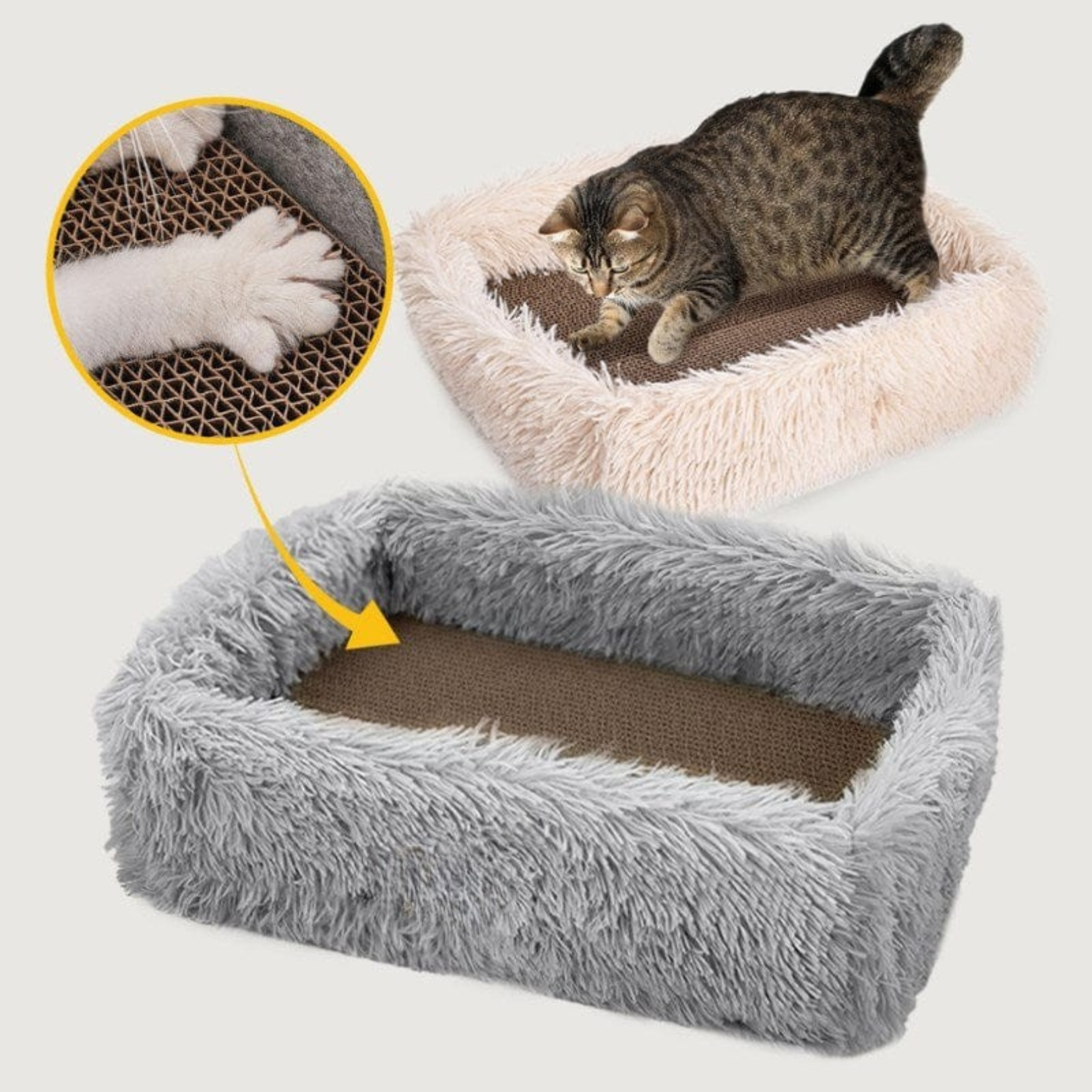 Pet Cavern™ Rectangular  Scratching Cat Bed
