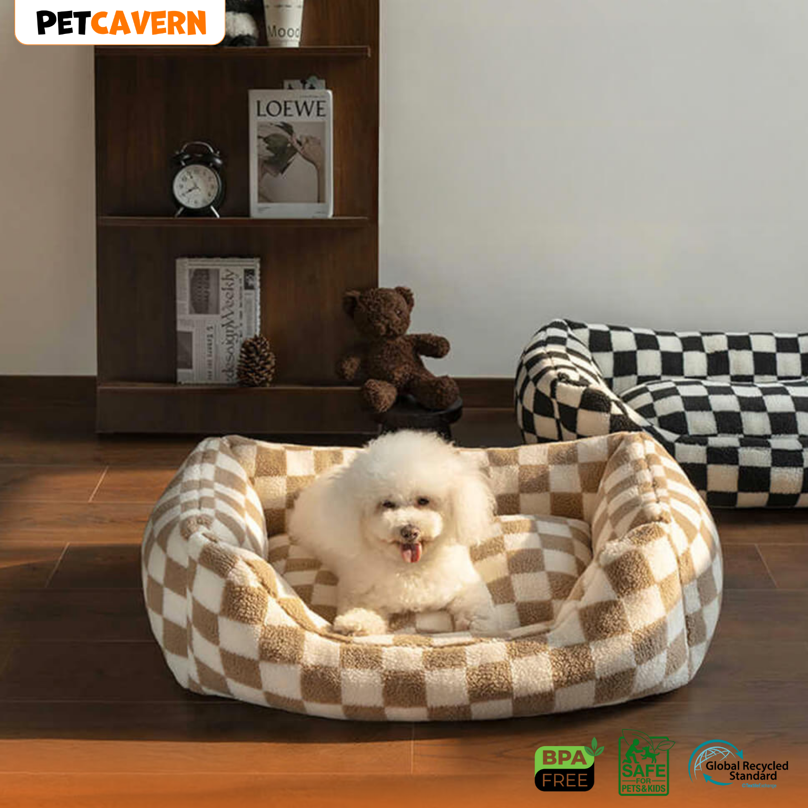 Pet Cavern™ Checkerboard Pet Bed