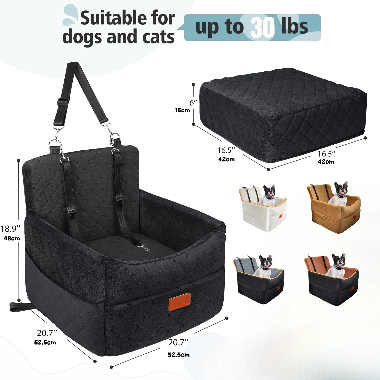 Pet Height Increasing Cushion Cat Dog Car Sofa Seat Fully Detachable Washable Memory Sponge Bed Outdoor Travel Pet Supplies