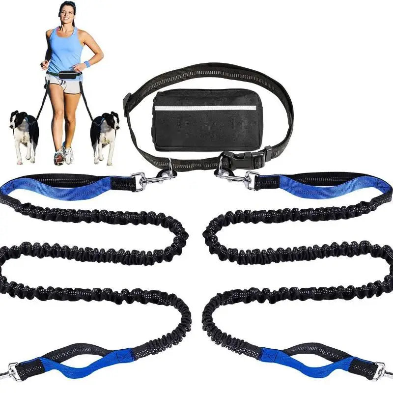 Hands Free Dog Retractable Elastic Leash Reflective Towing Rope Waist Bag Dog Traction Rope For Running Walking Pet Products