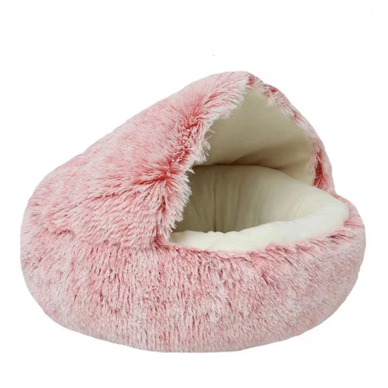 Soft Plush Pet Bed with Cover Round Cat Bed Pet Mattress Warm Cat Dog Sleeping Nest Cave for Small Dogs kitten