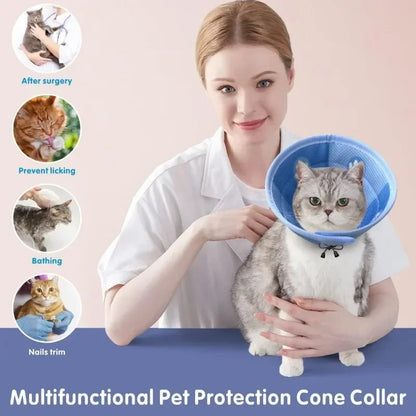 Adjustable Cat Cone Collar Soft Cute Cats Recovery Collar Protective Pet After Surgery Lightweight Elizabethan Collars for Pet